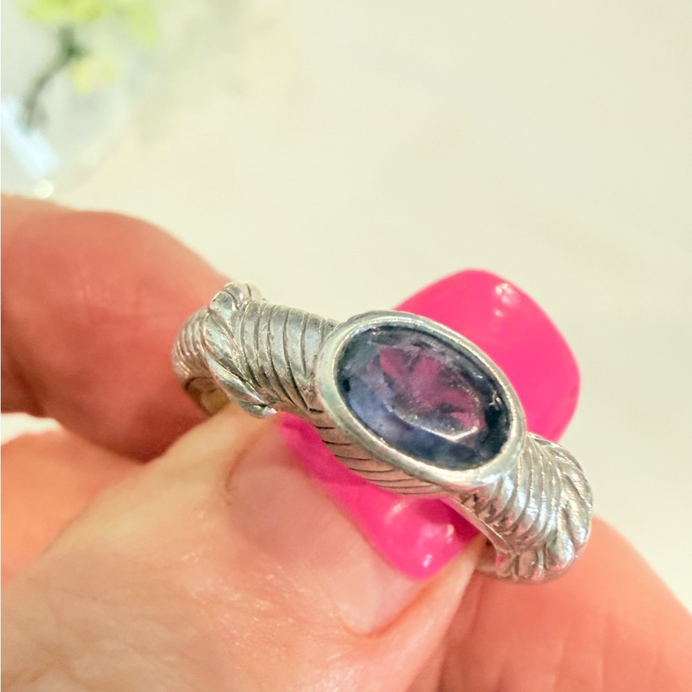 Judith Ripka Sterling Silver 0.56twc Purple Cable Ring Size 71/4 Beautiful - Picture 9 of 9